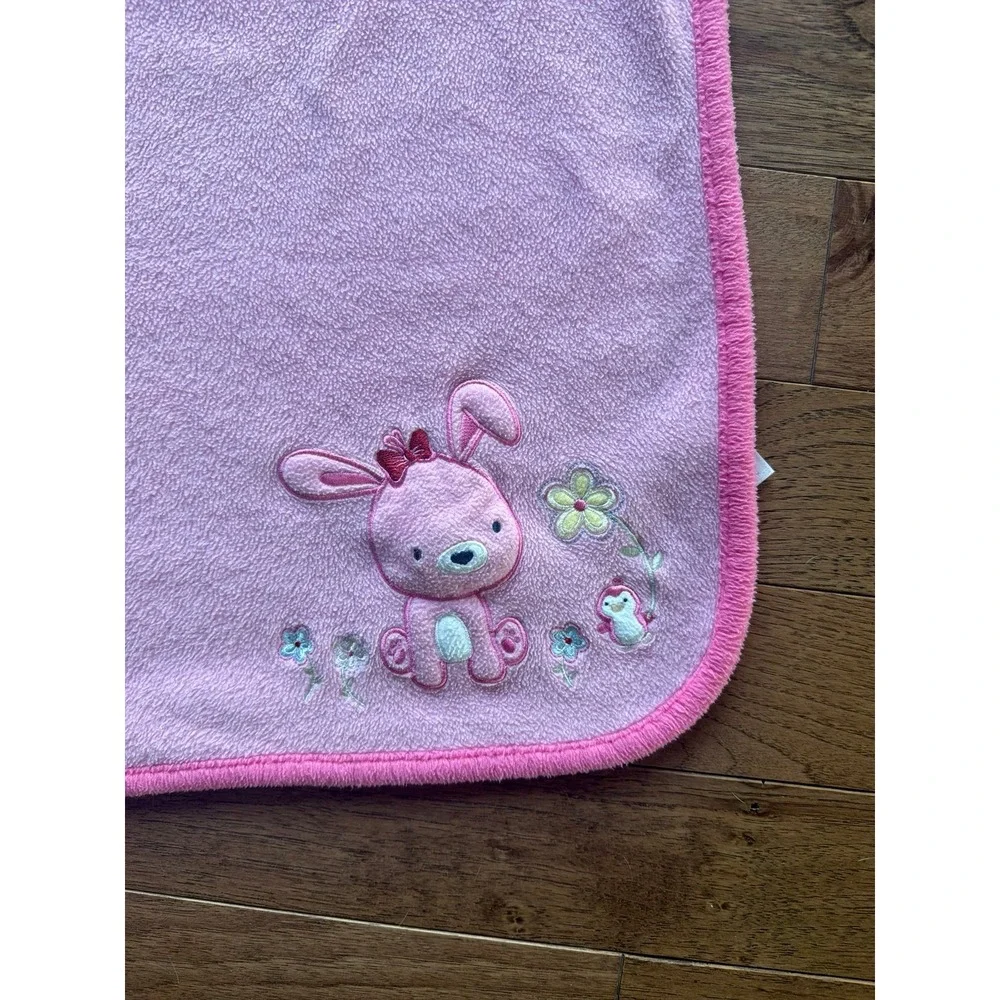 Carter's Child of Mine Baby Blanket Pink Puppy  Bird Flowers 36